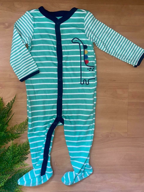 Macacão bebê Carter's dinossauro verde listrado