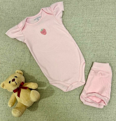 Conjunto Body Manga Curta e tapa fralda
