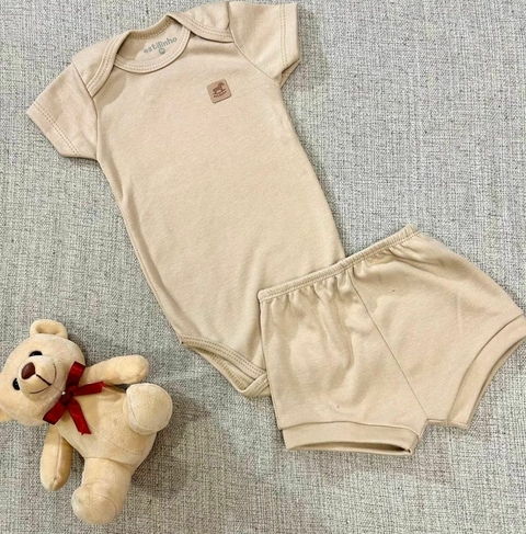 Conjunto Body Manga Curta e tapa fralda Estilinho