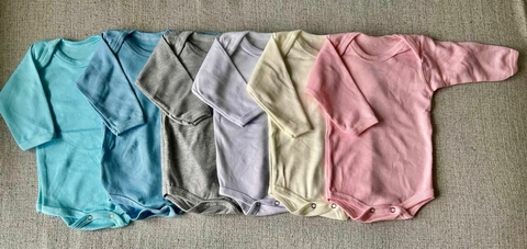 Body manga longa canelado