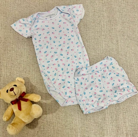 Conjunto Body Manga Curta e tapa fralda - Moranguinho