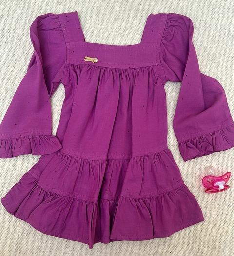 Vestido Bebê Din Don Manga Longa