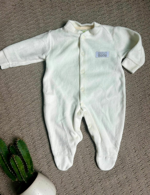 Macacão Longo Plush Bebê Smoby Baby C/ Detalhe Bordado - Branco