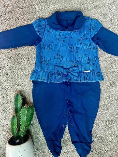 Macacão Longo Le Bhua Detalhe Blusa Estampado Com Pé