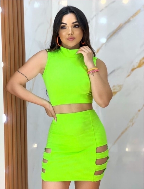 Conjunto neon canelado