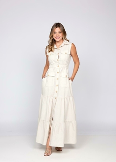 VESTIDO DE BOTÕES COM BOLSO FACA