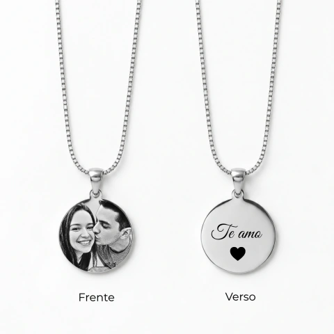 Colar casal personalizado com foto 15mm em aço inox Gravô