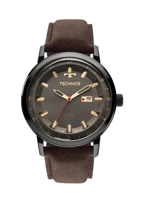 Relógio Technos Masculino Golf Grafite com Pulseira de Couro 2115LAQ/2M