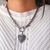 conjunto Cadena de Acero Dije Corazón