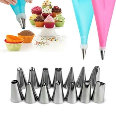 24 PÇS Conjunto de Saco de Confeiteira de Silicone com Bico para Decoração, Kit Confeiteiro, Saco De Confeita De Bolo na internet