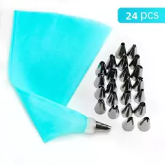 24 PÇS Conjunto de Saco de Confeiteira de Silicone com Bico para Decoração, Kit Confeiteiro, Saco De Confeita De Bolo