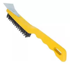 Escova De Aço 4 Fileiras Com Espátula Para Limpar Grelha