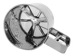 Polvilhador Inox Luxo Peneira Caneca Farinha Gatilho Tapioca - loja online