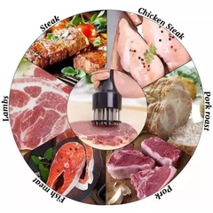Amaciador de Carne Manual Batedor Furador de Carne Bife com Furador Manual Agulha Aço Inox - Rubino Atacadista 