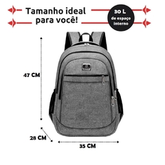 Mochila Unissex Notebook Resistente Água para Viagem ou Escola Cinza na internet