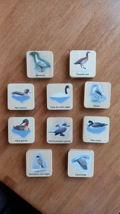 Juego de memoria en madera - Aves de Agua Dulce y Claros