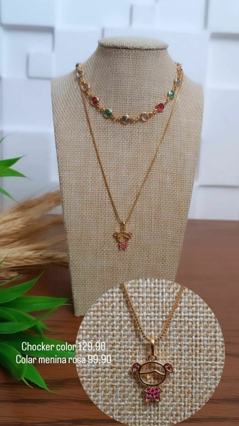 Colar menina rosa