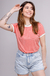 camiseta feminina ringer listrada vermelho e branco