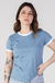 Camiseta Feminina Ringer Azul / Branco