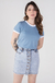 Camiseta Feminina Ringer Azul / Branco na internet