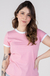 Camiseta Feminina Ringer Rosa / Branco