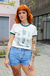 camiseta feminina ringer estampa plantas 