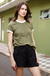 camiseta feminina ringer verde e off white