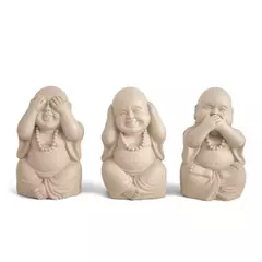KIT ESCULTURAS BUDAS EM CIMENTO BEGE - MART - 3 PCS
