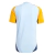 Camisa de treino do Real Madrid 24/25, de cor azul com detalhes amarelos, vista de trás.