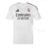 Camisa branca do Real Madrid da Adidas, temporada 2024/2025, com logo do time e patrocinador na frente.