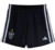 Shorts de futebol infantis na cor preta com detalhes em branco e logo da Adidas.