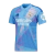 Camisa de goleiro azul do Real Madrid, modelo I 24/25, da Adidas, com estampas geométricas e logotipo do clube.