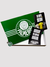 Caixa personalizada do Time do Palmeiras II com chaveiro exclusivo, apresentando cartão de agradecimento e instruções de preservação.