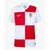 Camisa da Seleção da Croácia 24/25, branca com detalhes vermelhos e logo da Nike.