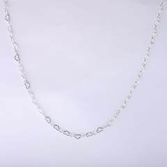 Colar de Prata Elos de Coração 45cm