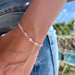 Pulseira de Prata Elos com Fileira de Zircônias Brancas