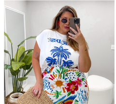 Calça Tipo Farm Pantalona Estampada - comprar online