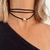 Collar hilo gamuzado negro con dije corazón inflado en acero