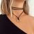 Collar hilo gamuzado negro con dije rectángulo en acero