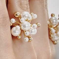 Anel Mix De Pérolas E Esferas Dourado - comprar online