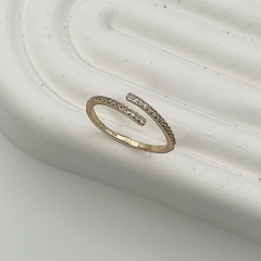 Anel Mini Zircônia Slim Aberto Dourado