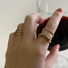 Anel Mini Zircônia Slim Aberto Dourado - comprar online