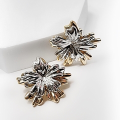 Brinco Flowers Duo 2 Em 1 Dourado/Prata