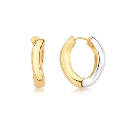 Brinco Argola Oval Curvy Duo Dourado/Prata - comprar online