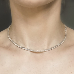 Colar Riviera Half Chain Retângulo Pequeno Zircônia Dourado - My.Lily Store