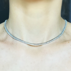 Colar Riviera Half Chain Retângulo Pequeno Zircônia Prata na internet