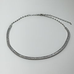 Colar Riviera Half Chain Retângulo Pequeno Zircônia Prata - comprar online