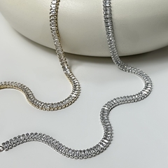 Colar Riviera Half Chain Retângulo Pequeno Zircônia Dourado na internet