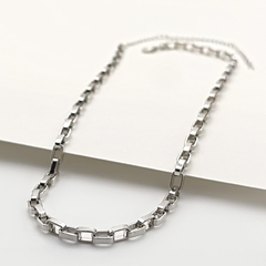 Colar Corrente Elos Retângulo Cartier Curto Prata