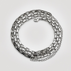 Colar Corrente Elos Retângulo Cartier Longo Prata - comprar online